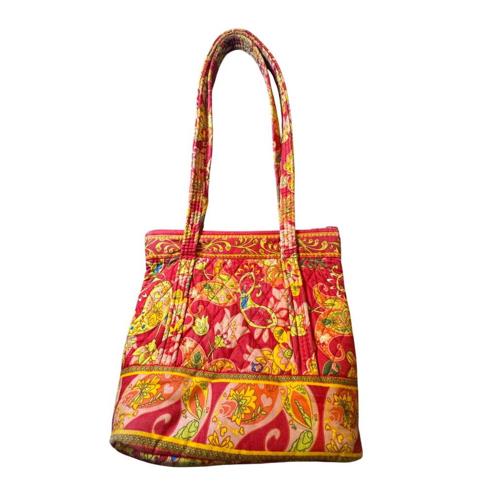 Vera Bradley Kensington Quilted Cotton Tote Bag Red Paisley Shoulder Bag
